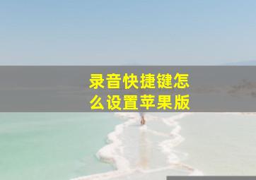 录音快捷键怎么设置苹果版