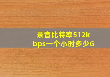 录音比特率512kbps一个小时多少G