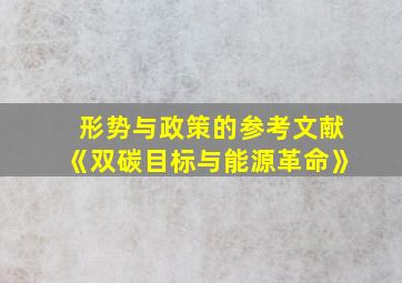 形势与政策的参考文献《双碳目标与能源革命》