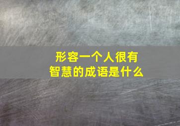 形容一个人很有智慧的成语是什么