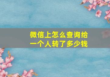 微信上怎么查询给一个人转了多少钱