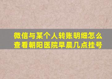 微信与某个人转账明细怎么查看朝阳医院早晨几点挂号