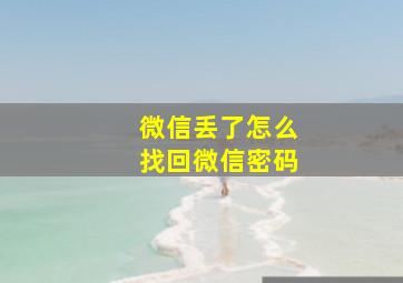 微信丢了怎么找回微信密码