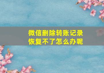 微信删除转账记录恢复不了怎么办呢