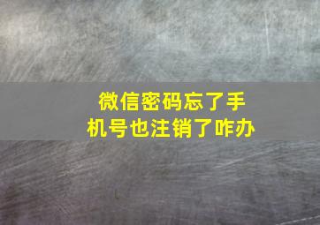 微信密码忘了手机号也注销了咋办