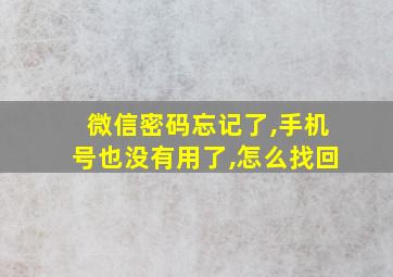 微信密码忘记了,手机号也没有用了,怎么找回