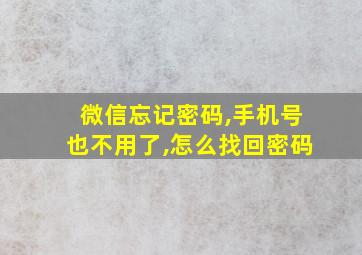 微信忘记密码,手机号也不用了,怎么找回密码