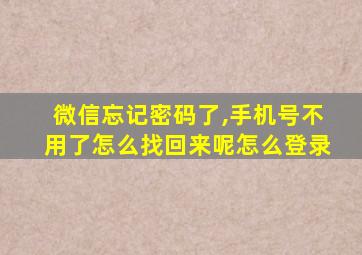 微信忘记密码了,手机号不用了怎么找回来呢怎么登录