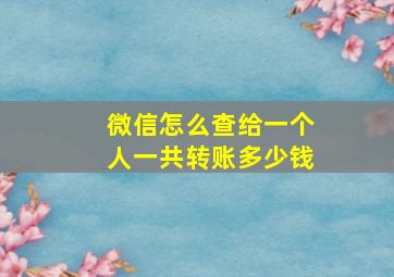 微信怎么查给一个人一共转账多少钱