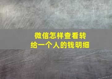 微信怎样查看转给一个人的钱明细