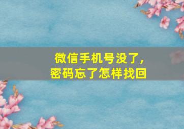 微信手机号没了,密码忘了怎样找回