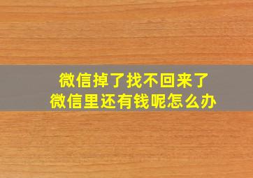 微信掉了找不回来了微信里还有钱呢怎么办