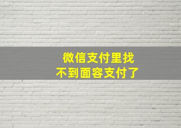 微信支付里找不到面容支付了