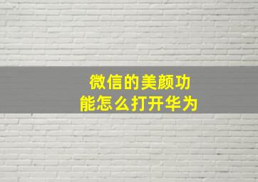 微信的美颜功能怎么打开华为