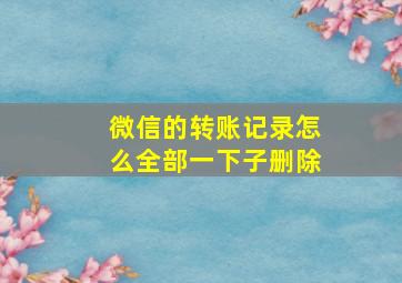 微信的转账记录怎么全部一下子删除