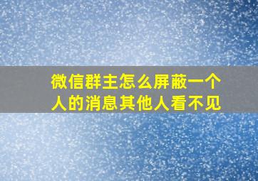 微信群主怎么屏蔽一个人的消息其他人看不见