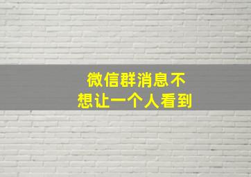 微信群消息不想让一个人看到