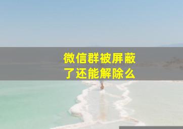 微信群被屏蔽了还能解除么