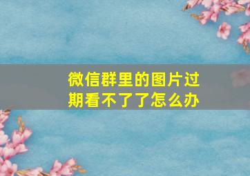 微信群里的图片过期看不了了怎么办