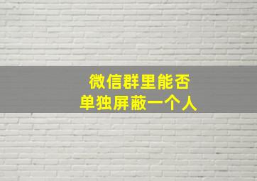 微信群里能否单独屏蔽一个人