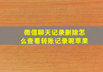 微信聊天记录删除怎么查看转账记录呢苹果