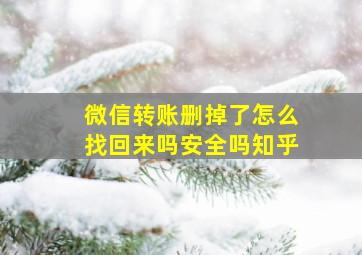 微信转账删掉了怎么找回来吗安全吗知乎