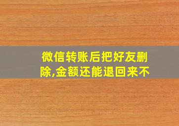 微信转账后把好友删除,金额还能退回来不