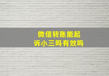 微信转账能起诉小三吗有效吗