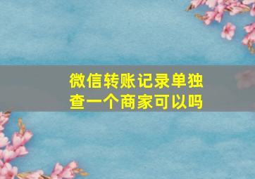 微信转账记录单独查一个商家可以吗