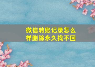 微信转账记录怎么样删除永久找不回