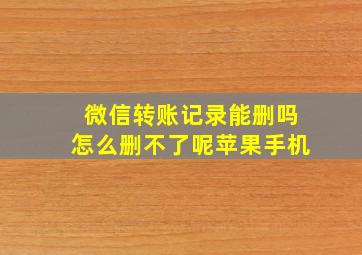 微信转账记录能删吗怎么删不了呢苹果手机