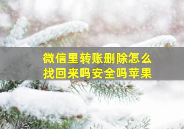 微信里转账删除怎么找回来吗安全吗苹果