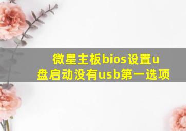 微星主板bios设置u盘启动没有usb第一选项