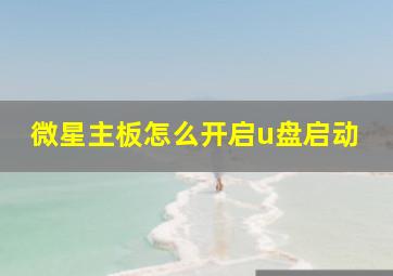 微星主板怎么开启u盘启动