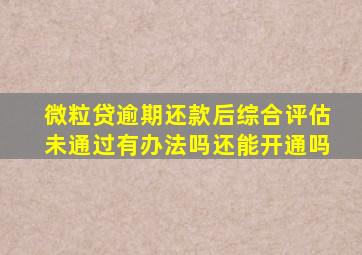 微粒贷逾期还款后综合评估未通过有办法吗还能开通吗