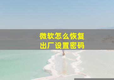 微软怎么恢复出厂设置密码