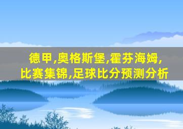 德甲,奥格斯堡,霍芬海姆,比赛集锦,足球比分预测分析