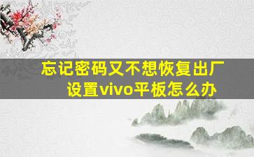 忘记密码又不想恢复出厂设置vivo平板怎么办