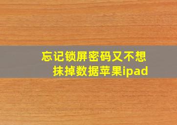 忘记锁屏密码又不想抹掉数据苹果ipad