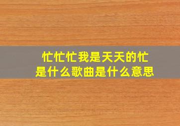 忙忙忙我是天天的忙是什么歌曲是什么意思