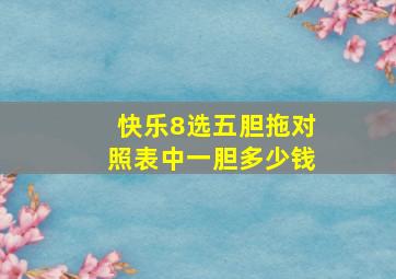 快乐8选五胆拖对照表中一胆多少钱