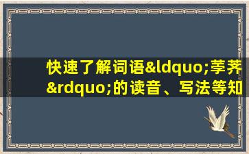 快速了解词语“荸荠”的读音、写法等知识点