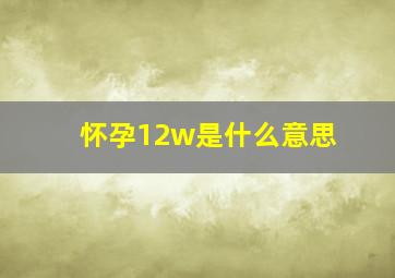 怀孕12w是什么意思