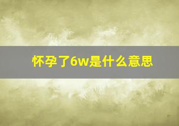 怀孕了6w是什么意思