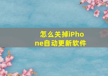 怎么关掉iPhone自动更新软件