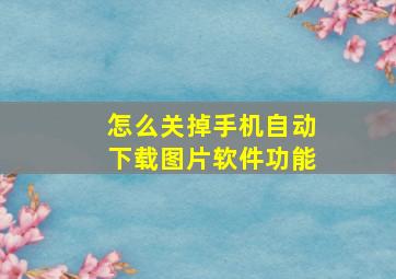 怎么关掉手机自动下载图片软件功能