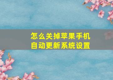 怎么关掉苹果手机自动更新系统设置