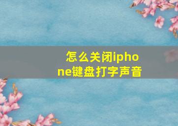 怎么关闭iphone键盘打字声音