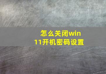 怎么关闭win11开机密码设置