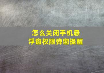 怎么关闭手机悬浮窗权限弹窗提醒